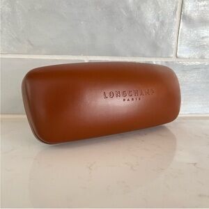 New Longchamp Paris Matte Dark Cognac Brown Clamshell Dome Sunglasses Case